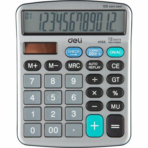 Калькулятор настольный комп. Deli EM19810, 12-р, дв. пит,153x120.5мм, мет, срб