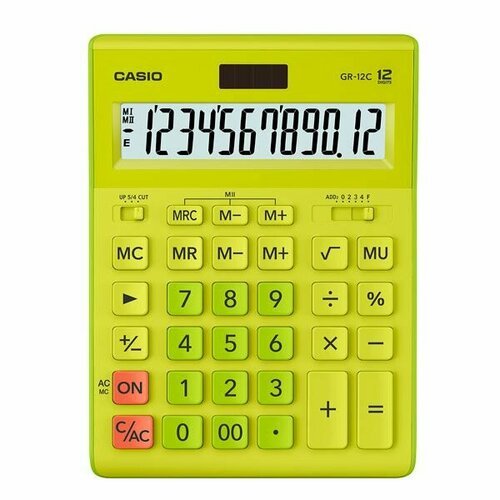 Калькулятор Casio GR-12C-GN-W-EP/Большой настольный калькулятор с 12-разрядным ЖК-Дисплеем