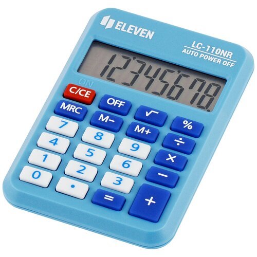 Калькулятор карманный Eleven LC-110NR-BL, 8 разрядов, питание от батарейки, голубой