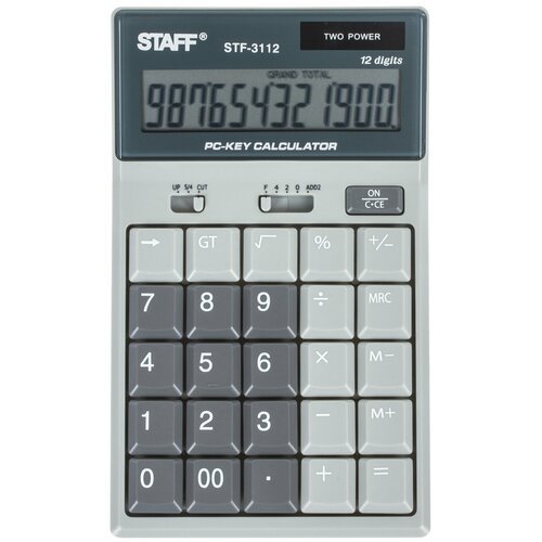 Калькулятор настольный STAFF STF-3112, серый