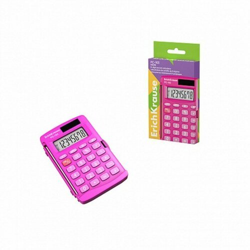 ErichKrause Калькулятор карманный 8-разрядов ErichKrause PC-103 Neon, розовый