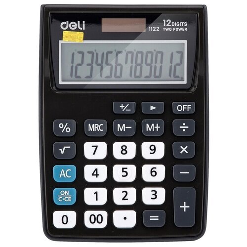 Калькулятор карманный Deli E1122, 12раз, LCD-дисплей, дв. питание, серый 1407144 E1122Grey