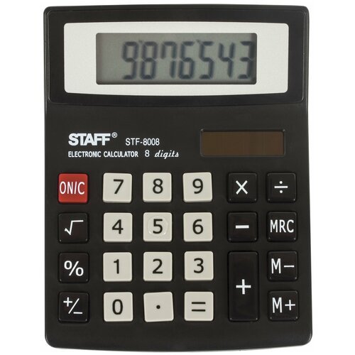 Калькулятор карманный STAFF STF-8008 (коробка), черный/серый