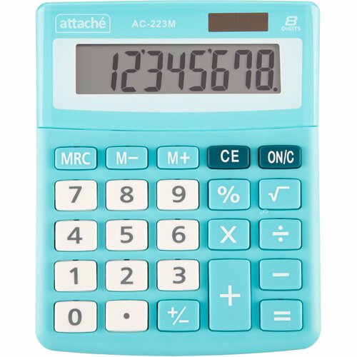 Калькулятор настольный Attache, AС-223M,8р, двойное питание, мятный