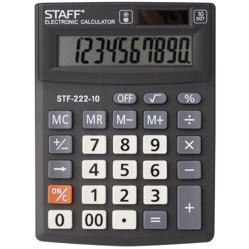 Калькулятор настольный STAFF STF-222-10, черный, 4 шт.