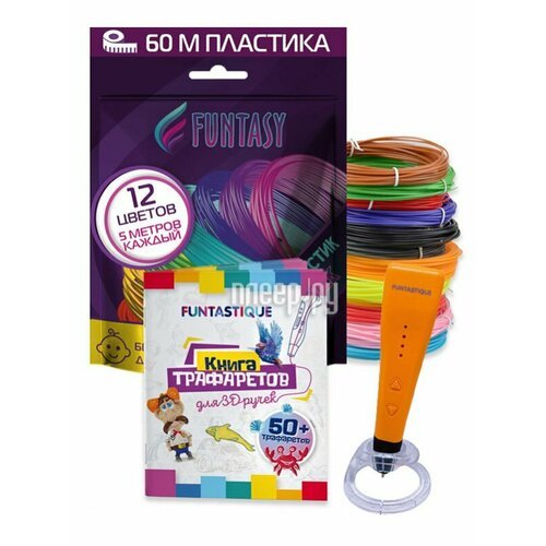 Ручка 3D Funtasy Piccolo + ABS-пластик 12 цветов + книжка с трафаретами Orange SET31-FY-PIOR