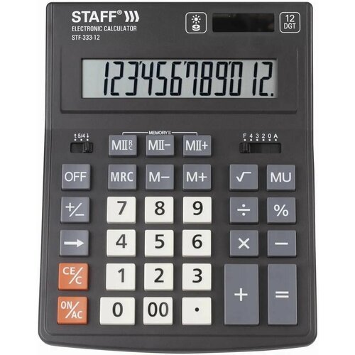 Калькулятор STAFF STF-333, 12-разрядный, черный