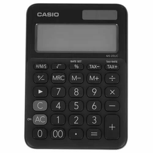 Калькулятор Casio MS-20UC-BK-W-EC/Компактный настольный калькулятор с большим 12-разрядным ЖК-дисплеем