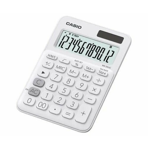 Калькулятор Casio MS-20UC-BU-W-EC/Компактный настольный калькулятор с большим 12-разрядным ЖК-дисплеем
