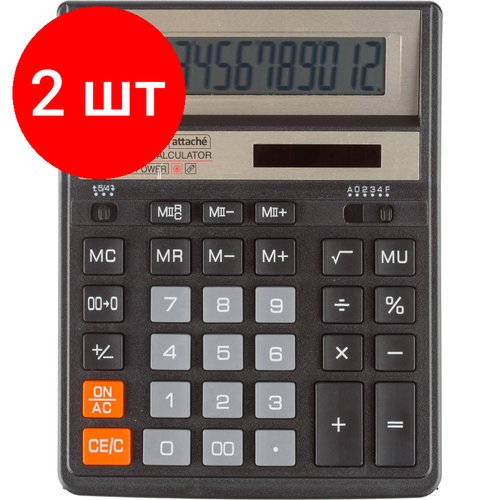 Комплект 2 штук, Калькулятор настольный полн. Attache ASF-888.12р, дв. пит,204x158мм, ч/з