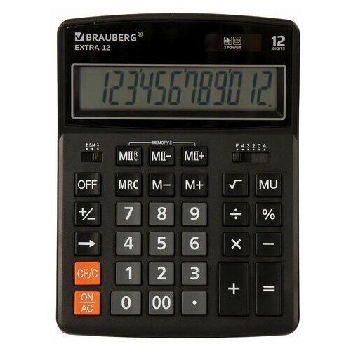 Калькулятор настольный Brauberg Extra-12-BK (12-разрядный) черный (250481), 20шт.