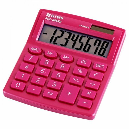Калькулятор настольный Eleven SDC-805NR-PK (8-разрядный) двойное питание, розовый (SDC-805NR-PK)