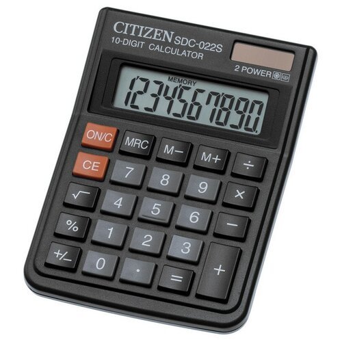 Калькулятор настольный компактный CITIZEN SDC-022S/022SR, 10 разряд