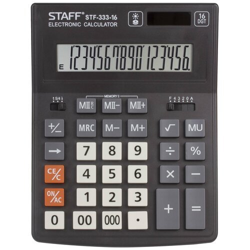 Калькулятор бухгалтерский STAFF PLUS STF-333-16, черный, 2 шт.