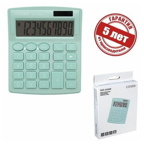 Калькулятор настольный 'SDC-810NR', 10-разрядный, 124 x 102 x 25 мм, двойное питание, бирюзовый