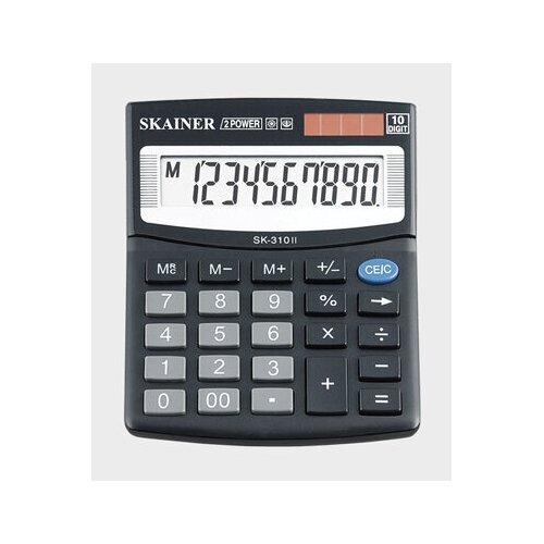 Калькулятор Skainer SK-310II мал. наст. (пл, 10 разрд, 2 пит, чер. 100 x 124 x 32 мм)(SDC-810)