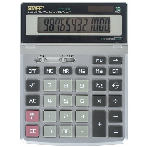 Калькулятор настольный STAFF STF-1712, серебристый, 4 шт.