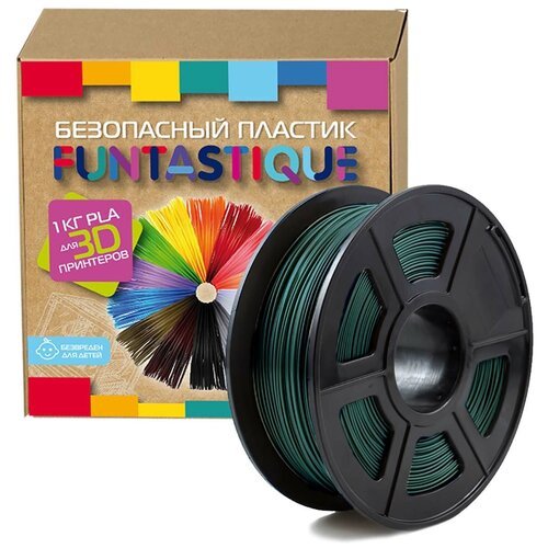 Пластик для 3D печати в катушке Funtastique (PLA,1.75 мм,1 кг) (темно-зеленый) , пластик для 3д принтера