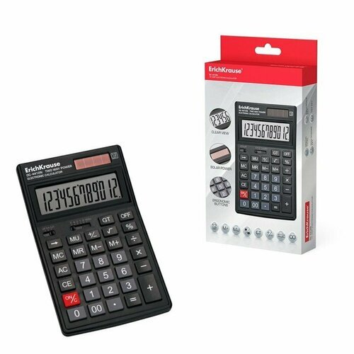 Калькулятор настольный 12-разр, ErichKrause DC-4412N 54412 (комплект из 2 шт)