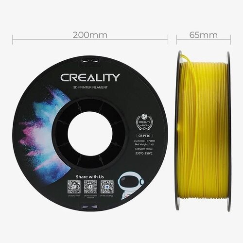 Пластик Creality CR PETG 1.75mm 3D Printing Filament 1kg желтый