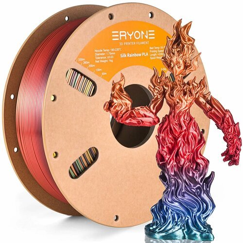 Филамент ERYONE Rainbow Sunset PLA 1,75 мм 1 кг / пластик для 3D принтера / Радужный металлик