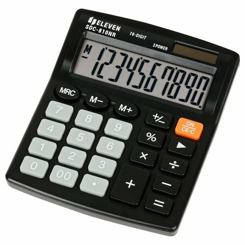Калькулятор настольный Eleven SDC-810NR, 10 разрядов, двойное питание, 127*105*21 мм, черный