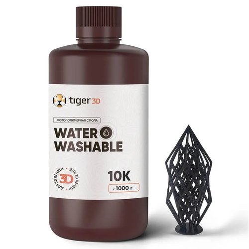 Фотополимерная смола Tiger 3D Water Washable Resin 10K, черная (1 кг)