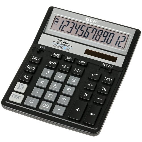 Калькулятор Eleven настольный, 12 разрядов, двойное питание, 158х203х31 мм, черный (SDC-888X-BK)