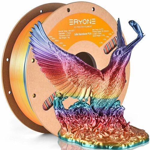 Филамент ERYONE Rainbow Vibrant PLA 1,75 мм 1 кг / пластик для 3D принтера / Радужный металлик