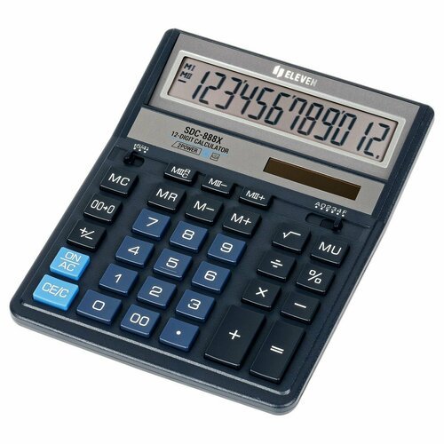 Калькулятор настольный Eleven SDC-888X-BK, 12 разрядов, двойное питание, 158*203*31 мм