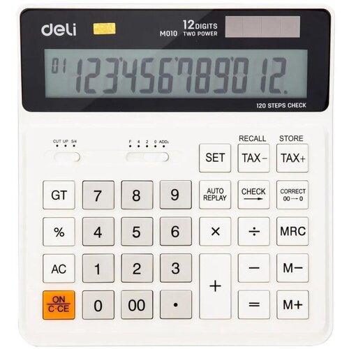 Калькулятор настольный компактный Deli EM01010 белый 12-разр