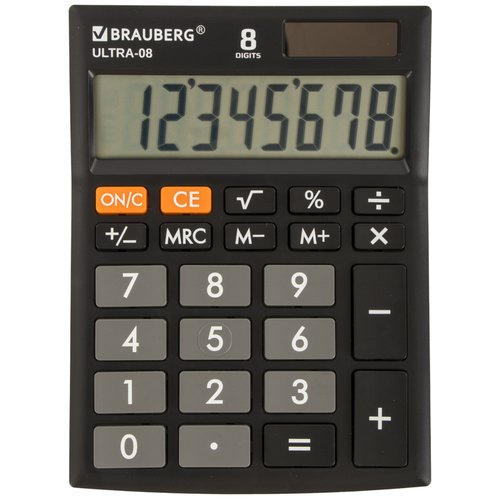 Калькулятор настольный BRAUBERG ULTRA-08, черный, 4 шт.