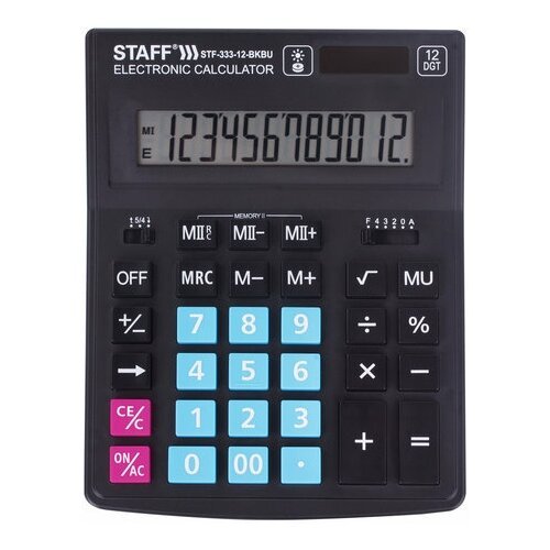 Калькулятор настольный STAFF PLUS STF-333-BKBU ( 200x154 мм) 12 разрядов, черно-синий, 250461
