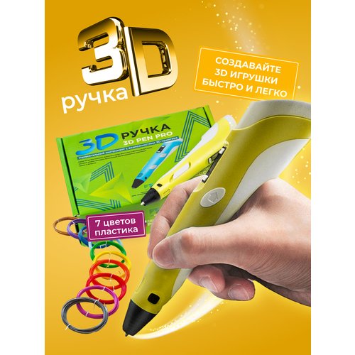 3D ручка 3D Pen PRO 7 мотков пластика PLA 70 метров и трафаретами для 3д рисования